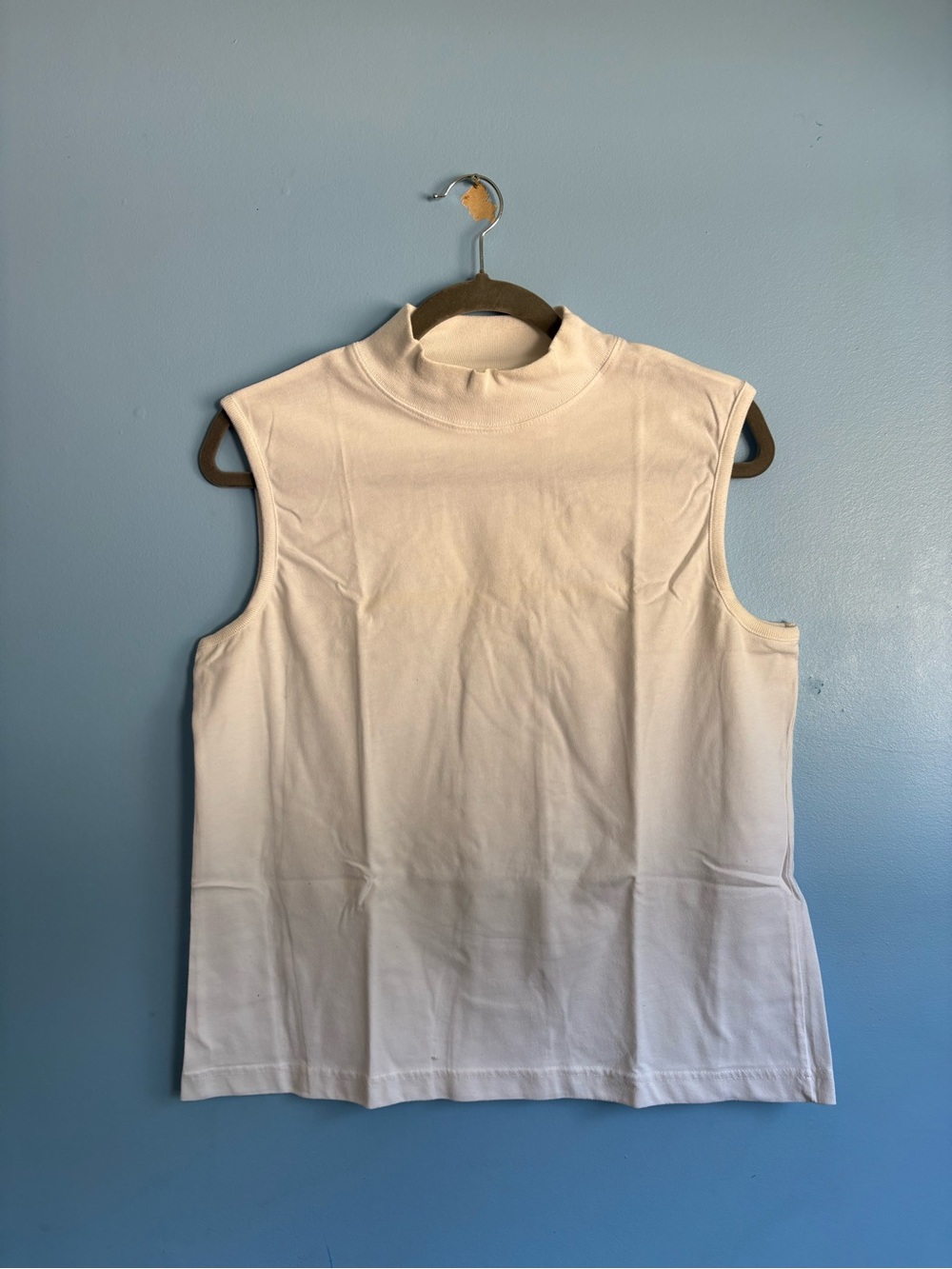 Sleeveless Mock Neck Tank Top in White